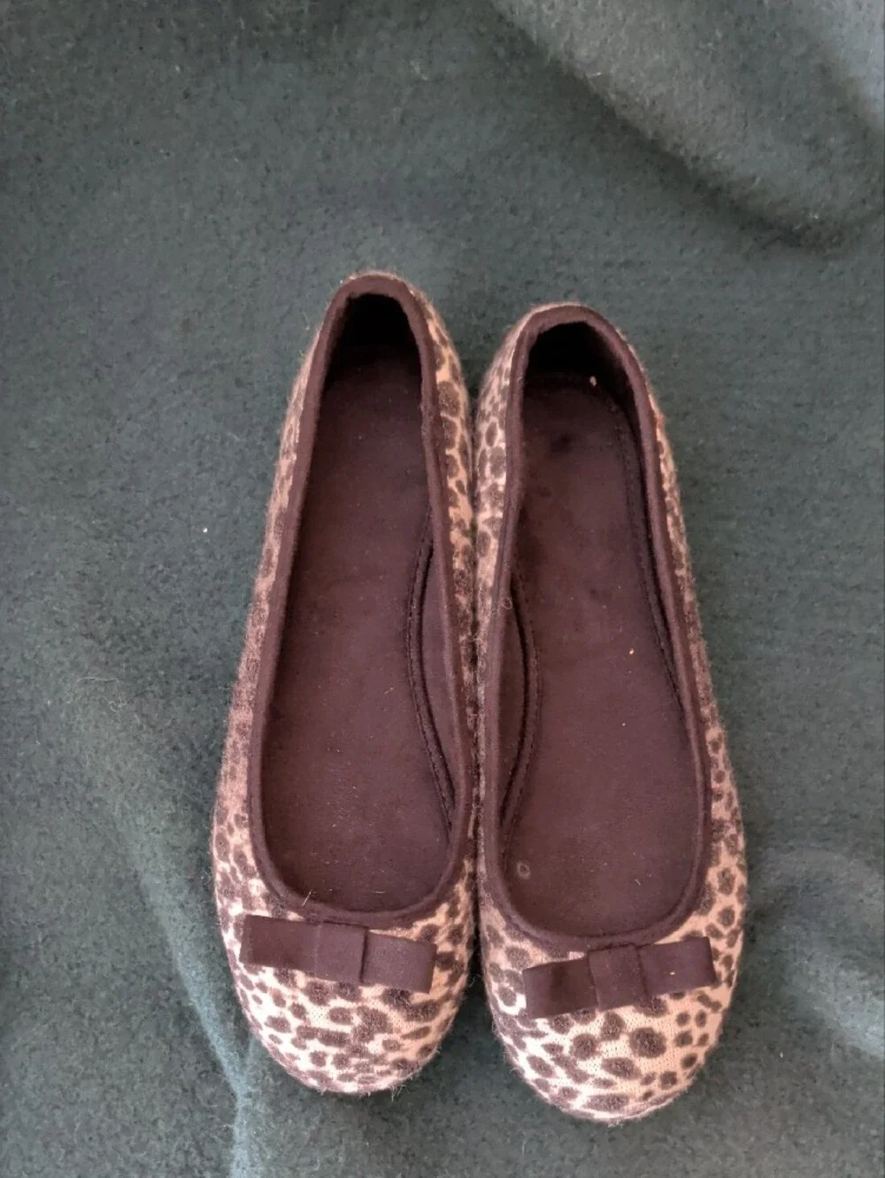 Dress Barn Leopard-Print Ballet Flats with Bow - Tan/Black